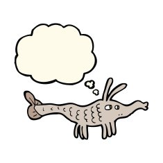 cartoon shrimp with thought bubble N21