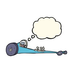 cartoon drag racer with thought bubble N7