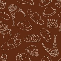 Seamless pattern with different doodle hats