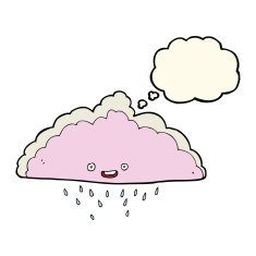 cartoon rain cloud with thought bubble N10