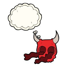 cartoon halloween skull with thought bubble N4