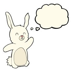 cartoon happy rabbit with thought bubble N8