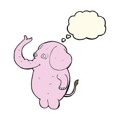 cartoon funny elephant with thought bubble N14