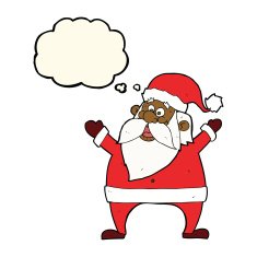 jolly santa cartoon with thought bubble N20