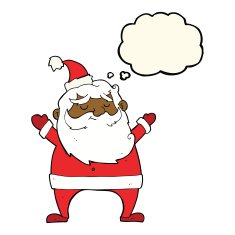 jolly santa cartoon with thought bubble N21