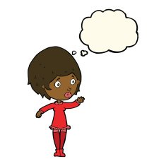 cartoon pretty woman with thought bubble N180