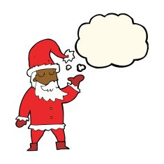 cartoon santa claus with thought bubble N127