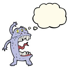 cartoon crazy monster with thought bubble N7