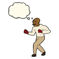 cartoon boxer with thought bubble N4