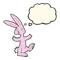 cartoon rabbit with thought bubble N59