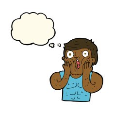 cartoon shocked gym man with thought bubble N15