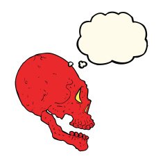 red skull illustration with thought bubble N4