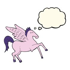 cartoon pegasus with thought bubble N3