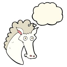 cartoon horse head with thought bubble N7