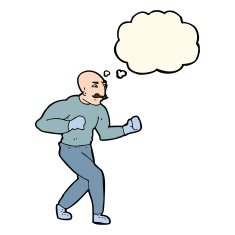 cartoon victorian boxer with thought bubble N4