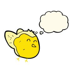 cartoon bird with thought bubble N179