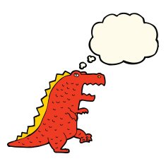 cartoon dinosaur with thought bubble N28