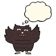 cartoon happy owl with thought bubble N7
