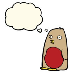 cartoon robin with thought bubble N13