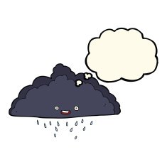 cartoon rain cloud with thought bubble N11