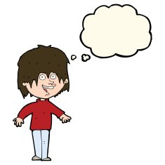 cartoon excited man with thought bubble N49