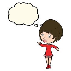 cartoon pretty woman with thought bubble N182