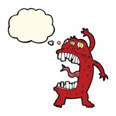 cartoon crazy monster with thought bubble N8