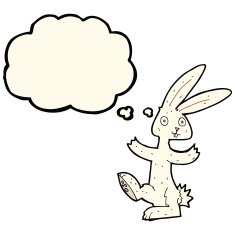 cartoon rabbit with thought bubble N62