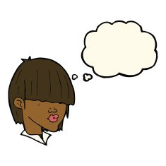 cartoon fashion haircut with thought bubble N7