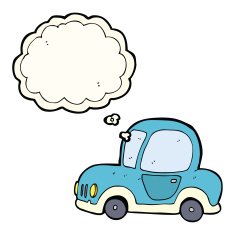 cartoon car with thought bubble N25