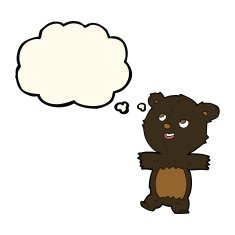 cartoon black bear with thought bubble N47