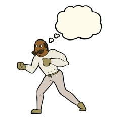 cartoon retro boxer man with thought bubble N7