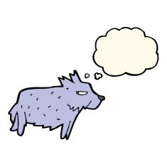 cartoon terrier with thought bubble N6