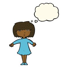 cartoon surprised woman with thought bubble N174