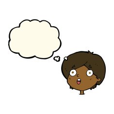 cartoon amazed expression with thought bubble N7