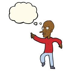 cartoon angry old man with thought bubble N103