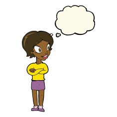 cartoon pretty woman with thought bubble N183