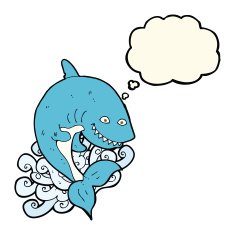 cartoon shark with thought bubble N25