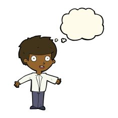 cartoon happy boy with thought bubble N158