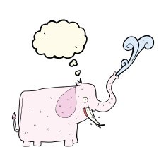 cartoon happy elephant with thought bubble N7