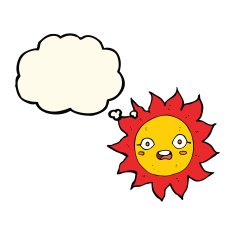 cartoon sun with thought bubble N14