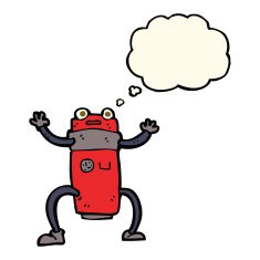 cartoon robot with thought bubble N109