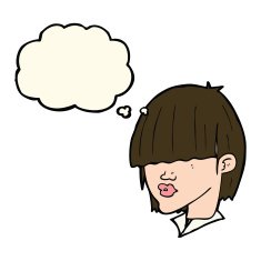 cartoon fashion haircut with thought bubble N8