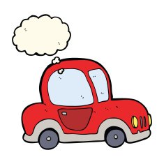 cartoon car with thought bubble N26