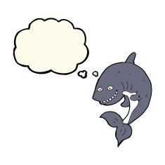 cartoon shark with thought bubble N27