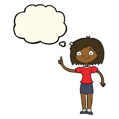 cartoon woman with idea thought bubble N177