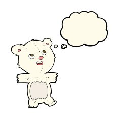 cartoon polar bear with thought bubble N41