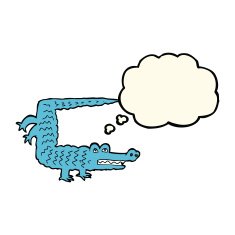 cartoon crocodile with thought bubble N25