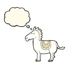 cartoon donkey with thought bubble N7