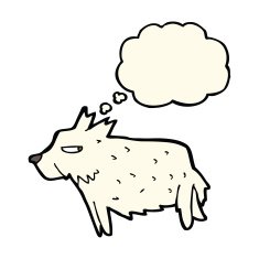 cartoon terrier with thought bubble N7